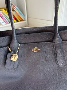 Coach Bailey Carryall Crossgrain Leather Tote Dark Navy 24218